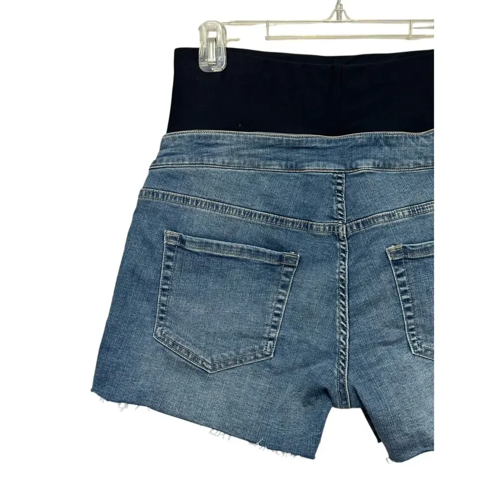 Angel Maternity Jean Shorts Pull On Elastic Stretch Jorts Denim Blue XS NWOT
